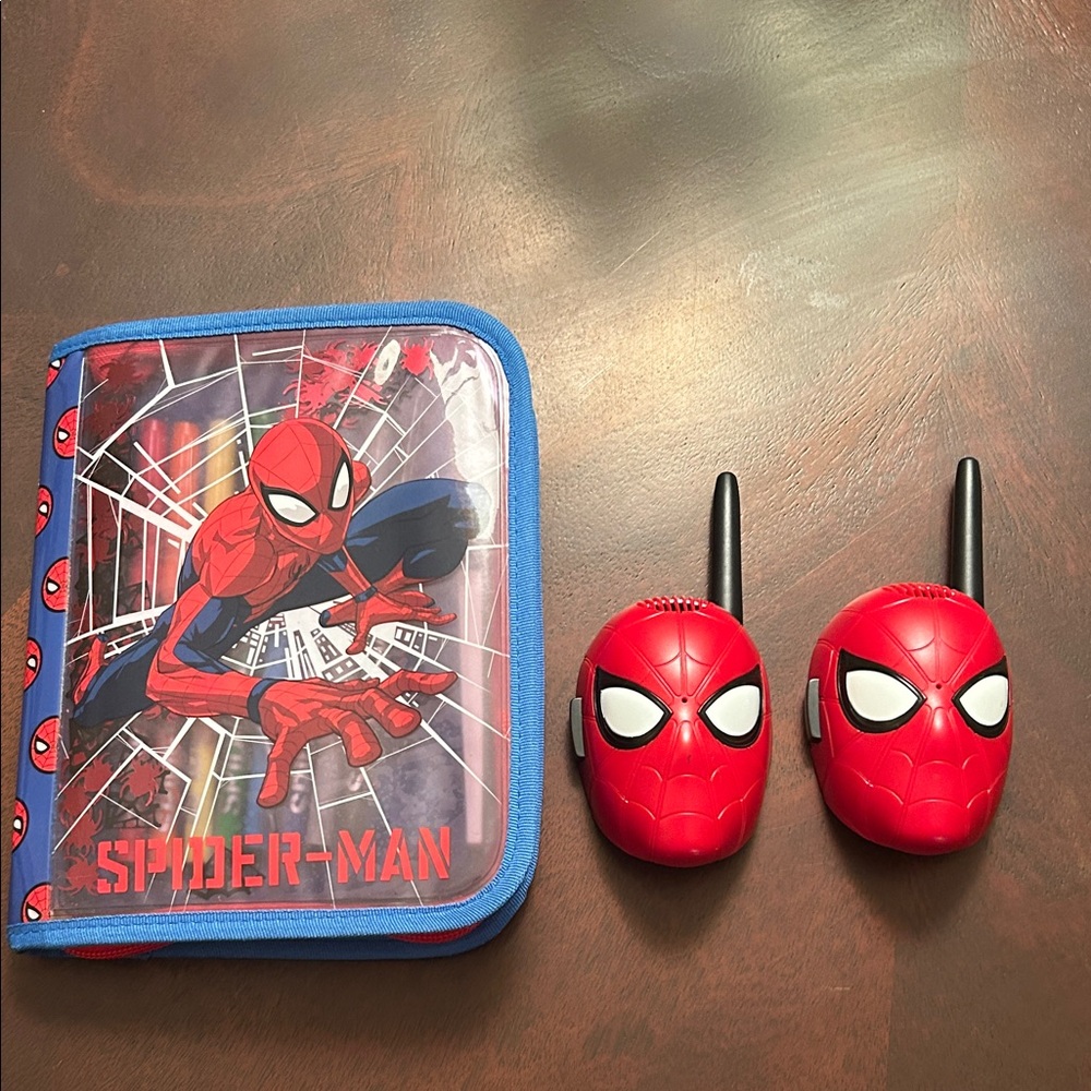 Spiderman Walkie Talkie Set and Art/pencil Carry Case